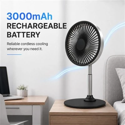 G13 fém talpú teleszkópos ventilátor 3 sebességes újratölthető ventilátor